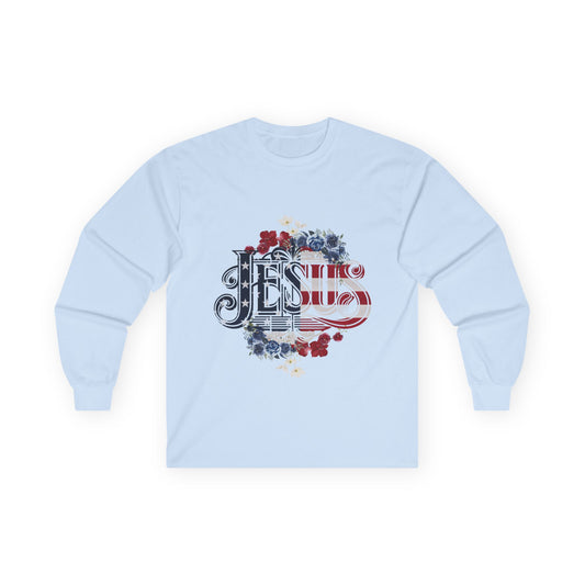 Jesus American Flag Long Sleeve Classic Fit