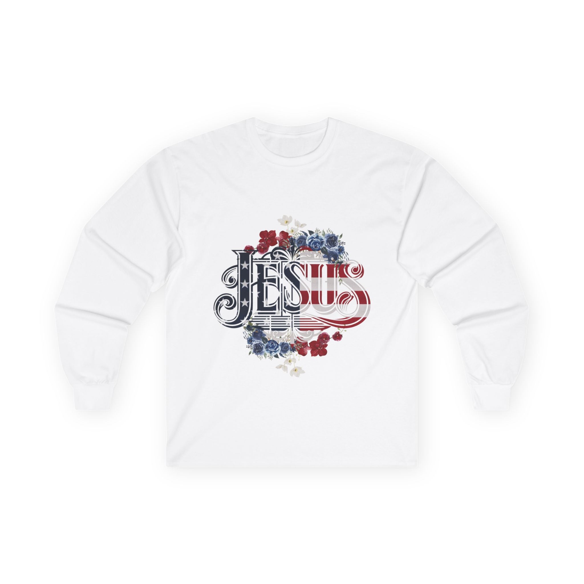 Jesus American Flag Long Sleeve Classic Fit