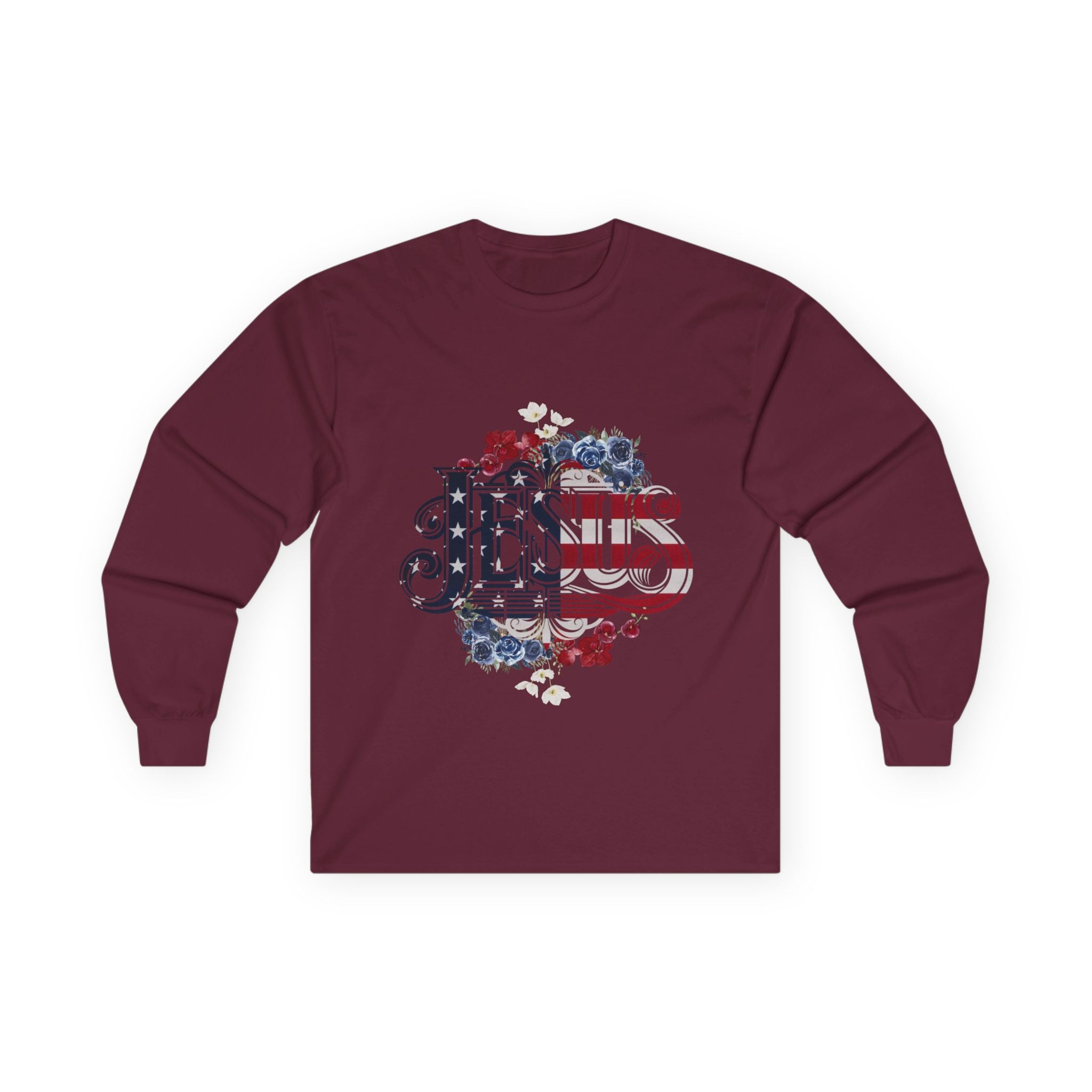 Jesus American Flag Long Sleeve Classic Fit